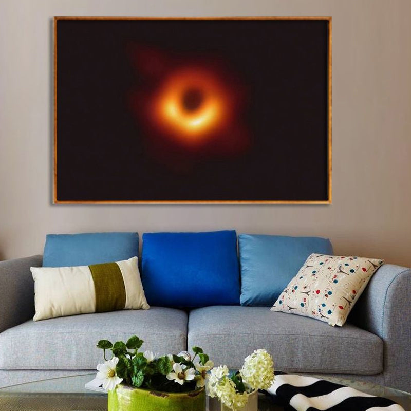Universe Black Hole Wall Decor Childrens Art Textured Living Room Canvas Print in Yellow Clearhalo 'Art Gallery' 'Canvas Art' 'Kids' Arts' 1654008