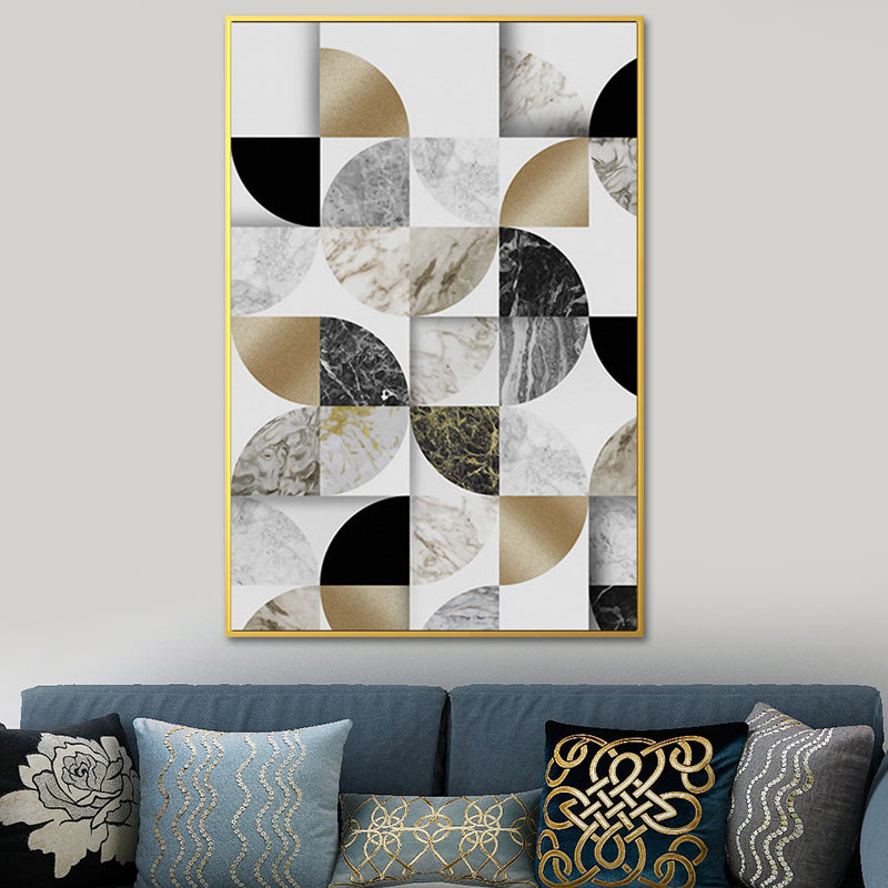 Leaf Shapes Marble Canvas Print Nordic Style Textured Wall Art for Living Room - White - Sector - Clearhalo - 'Arts' - 'Canvas Art' - 1654031
