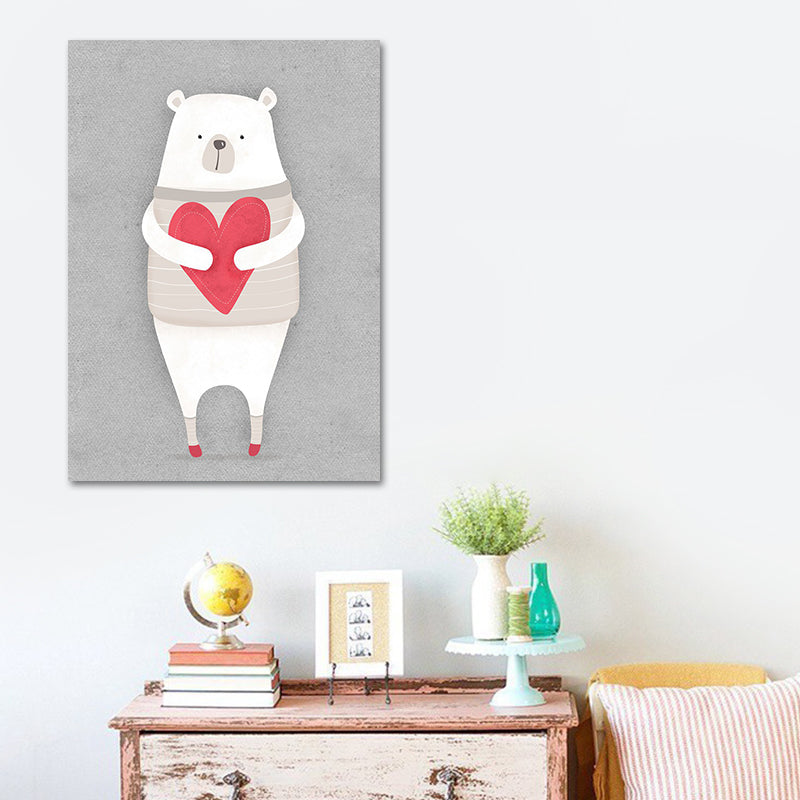 Bear Canvas Prints Light Color Cartoon Wall Art Decor for Nursery, Multiple Size Available Clearhalo 'Art Gallery' 'Canvas Art' 'Kids' Arts' 1654036