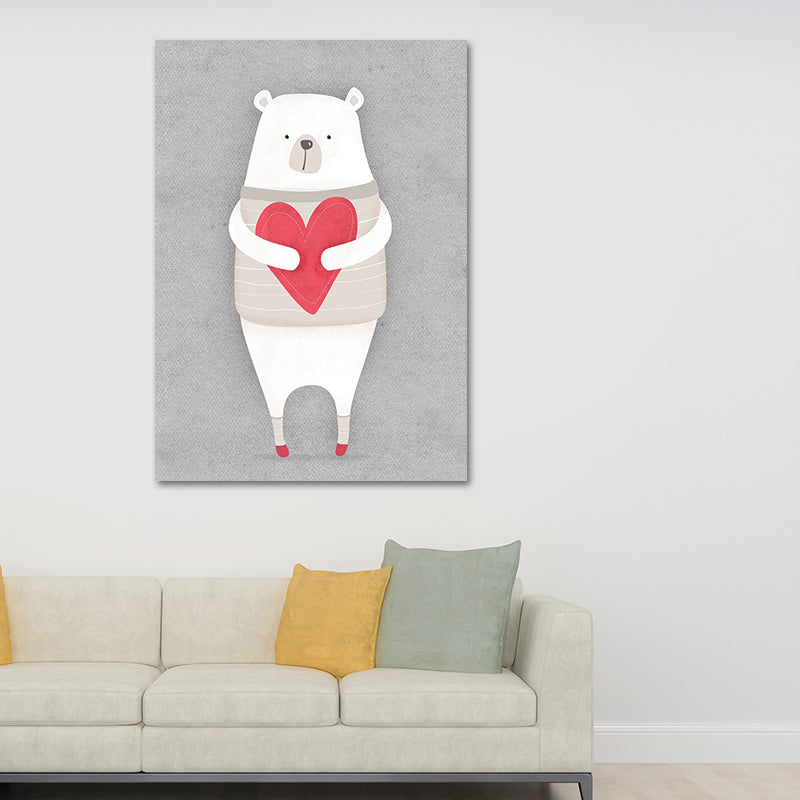 Bear Canvas Prints Light Color Cartoon Wall Art Decor for Nursery, Multiple Size Available Clearhalo 'Art Gallery' 'Canvas Art' 'Kids' Arts' 1654037