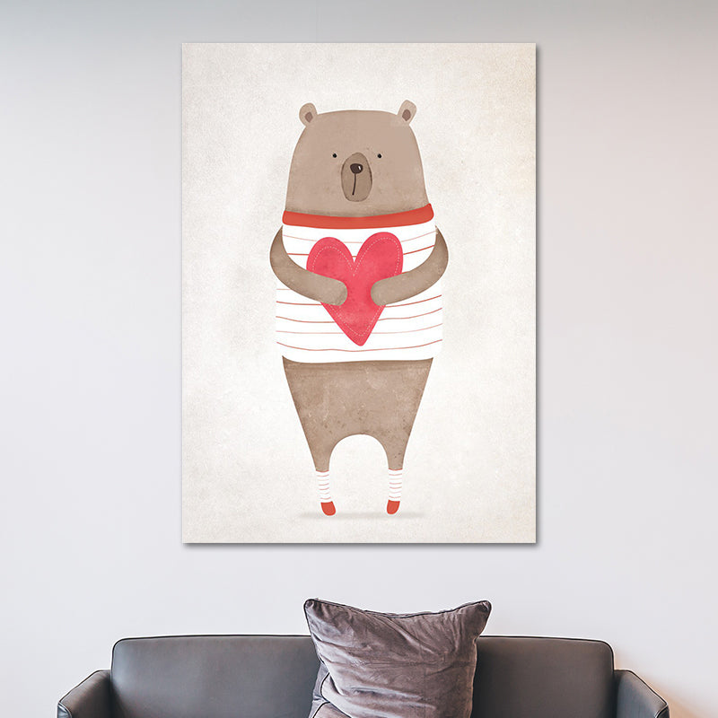 Bear Canvas Prints Light Color Cartoon Wall Art Decor for Nursery, Multiple Size Available Clearhalo 'Art Gallery' 'Canvas Art' 'Kids' Arts' 1654044