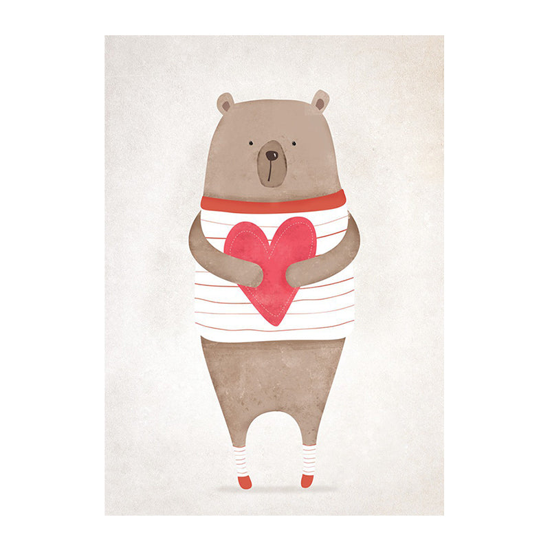 Bear Canvas Prints Light Color Cartoon Wall Art Decor for Nursery, Multiple Size Available Clearhalo 'Art Gallery' 'Canvas Art' 'Kids' Arts' 1654045