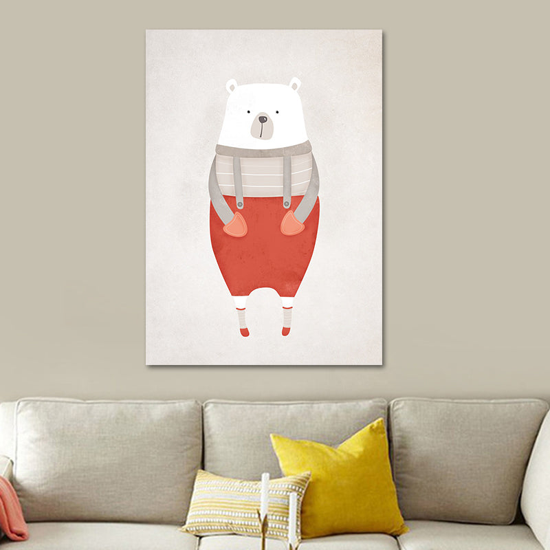 Bear Canvas Prints Light Color Cartoon Wall Art Decor for Nursery, Multiple Size Available Grey Clearhalo 'Art Gallery' 'Canvas Art' 'Kids' Arts' 1654046