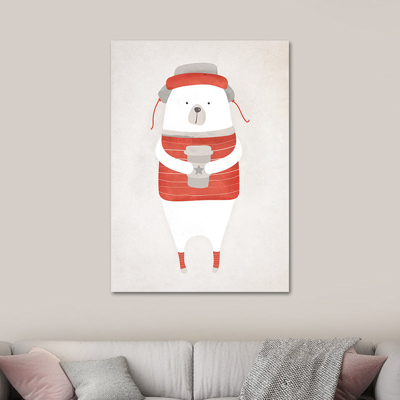 Bear Canvas Prints Light Color Cartoon Wall Art Decor for Nursery, Multiple Size Available Clearhalo 'Art Gallery' 'Canvas Art' 'Kids' Arts' 1654051