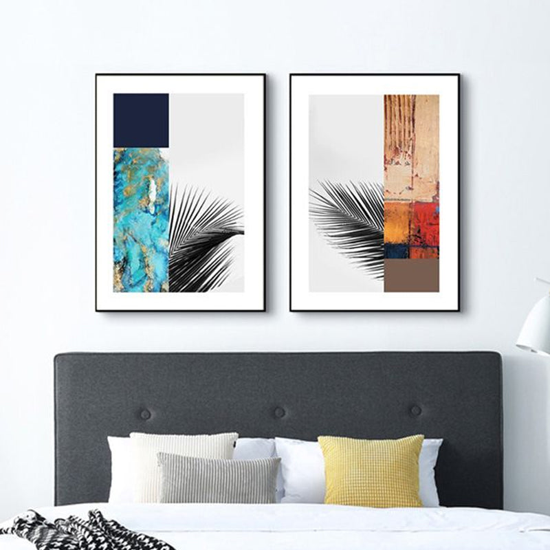 Multicolored Abstract Canvas Leaf Print Tropical Textured Wall Art for Home Red Clearhalo 'Art Gallery' 'Canvas Art' 'Coastal Art Gallery' 'Tropical' Arts' 1654070