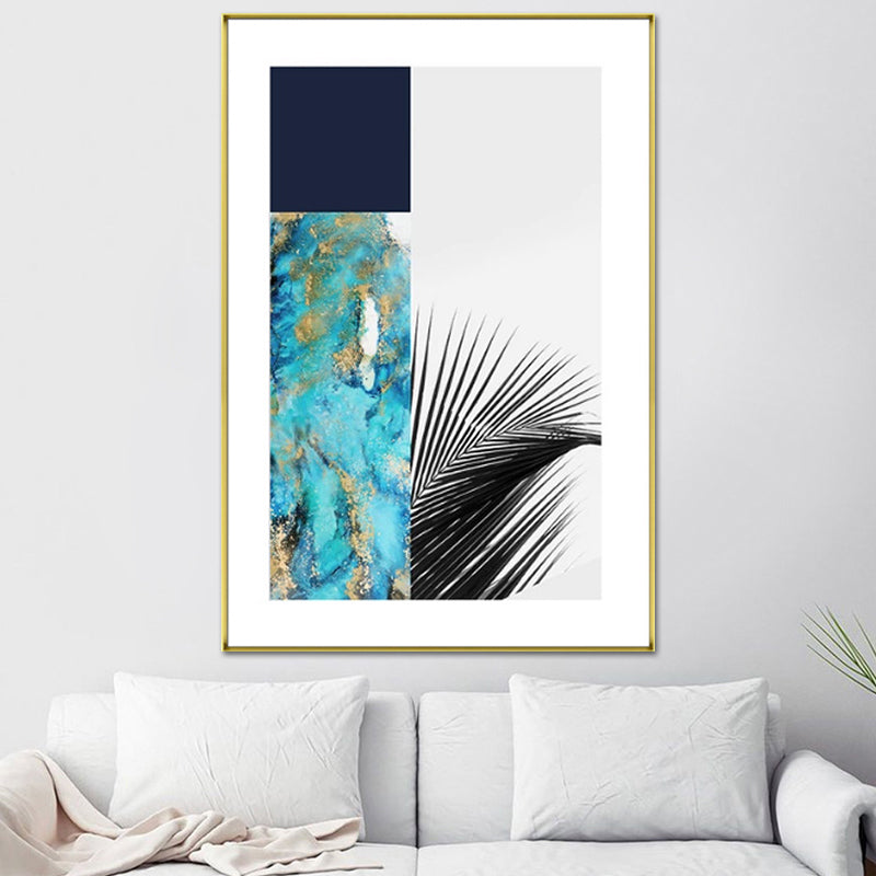 Multicolored Abstract Canvas Leaf Print Tropical Textured Wall Art for Home Blue Clearhalo 'Art Gallery' 'Canvas Art' 'Coastal Art Gallery' 'Tropical' Arts' 1654077