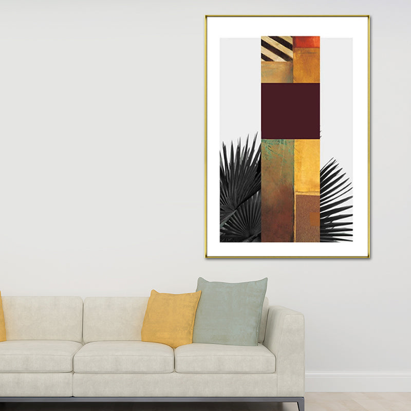 Multicolored Abstract Canvas Leaf Print Tropical Textured Wall Art for Home Yellow Clearhalo 'Art Gallery' 'Canvas Art' 'Coastal Art Gallery' 'Tropical' Arts' 1654081