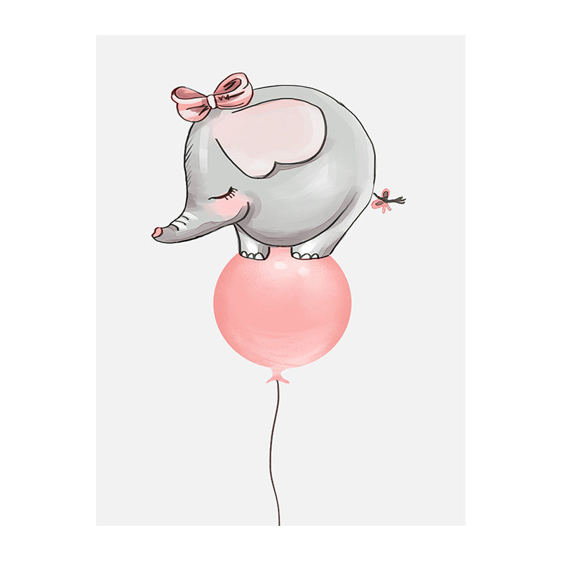 Pink Elephant on Balloon Canvas Print Decorative Modern for Kids Room Wall Art Decor Clearhalo 'Art Gallery' 'Canvas Art' 'Kids' Arts' 1654095