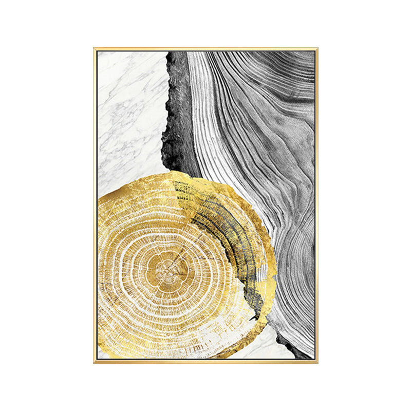 Wood Annual Rings Wall Art in Black and Gold Simplicity Wrapped Canvas for Living Room Clearhalo 'Arts' 'Canvas Art' 1654132