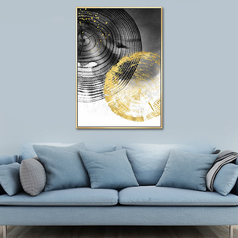 Wood Annual Rings Wall Art in Black and Gold Simplicity Wrapped Canvas for Living Room Gold Design 3 Clearhalo 'Arts' 'Canvas Art' 1654141
