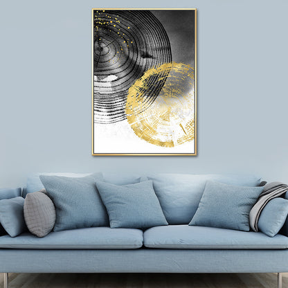 Wood Annual Rings Wall Art in Black and Gold Simplicity Wrapped Canvas for Living Room Gold Design 3 Clearhalo 'Arts' 'Canvas Art' 1654141