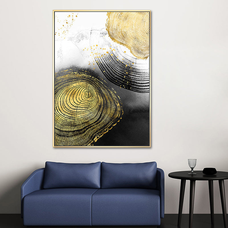 Wood Annual Rings Wall Art in Black and Gold Simplicity Wrapped Canvas for Living Room Gold Design 4 Clearhalo 'Arts' 'Canvas Art' 1654144