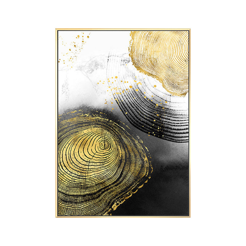 Wood Annual Rings Wall Art in Black and Gold Simplicity Wrapped Canvas for Living Room Clearhalo 'Arts' 'Canvas Art' 1654147