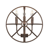 Semi Circle Metallic Sconce Lamp with Wire Frame Rustic 3 Lights Restaurant Wall Sconce Lighting in Rust/Black Clearhalo 'Art deco wall lights' 'Cast Iron' 'Glass' 'Industrial wall lights' 'Industrial' 'Middle century wall lights' 'Modern' 'Rustic wall lights' 'Tiffany' 'Traditional wall lights' 'Wall Lamps & Sconces' 'Wall Lights' Lighting' 165415