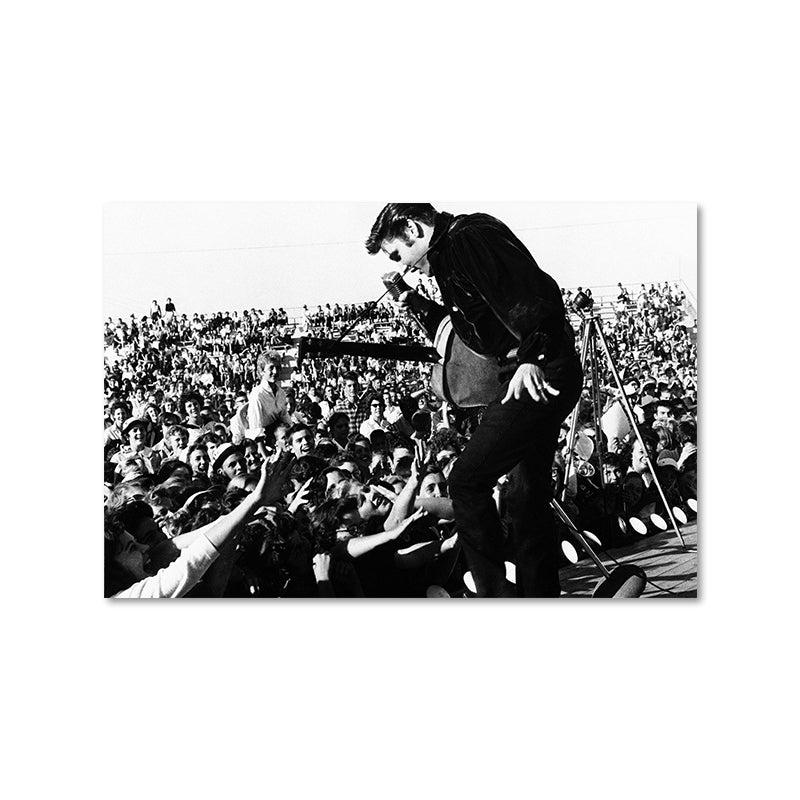 Photographic Elvis Presley Wall Art in Black and White Nostalgic Canvas Print for Home - Clearhalo - 'Arts' - 'Canvas Art' - 1654165