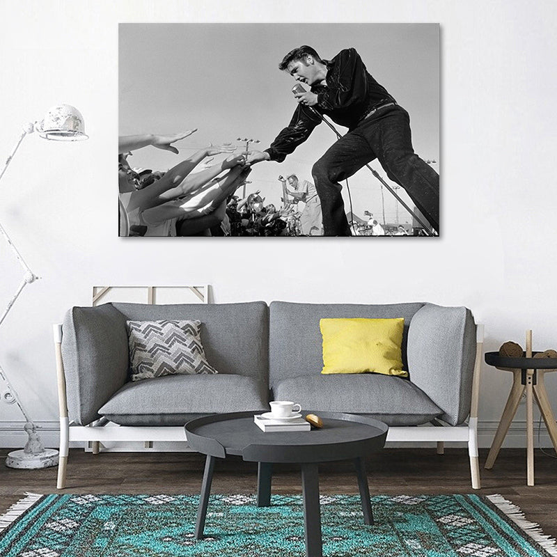 Photographic Elvis Presley Wall Art in Black and White Nostalgic Canvas Print for Home - Clearhalo - 'Arts' - 'Canvas Art' - 1654170