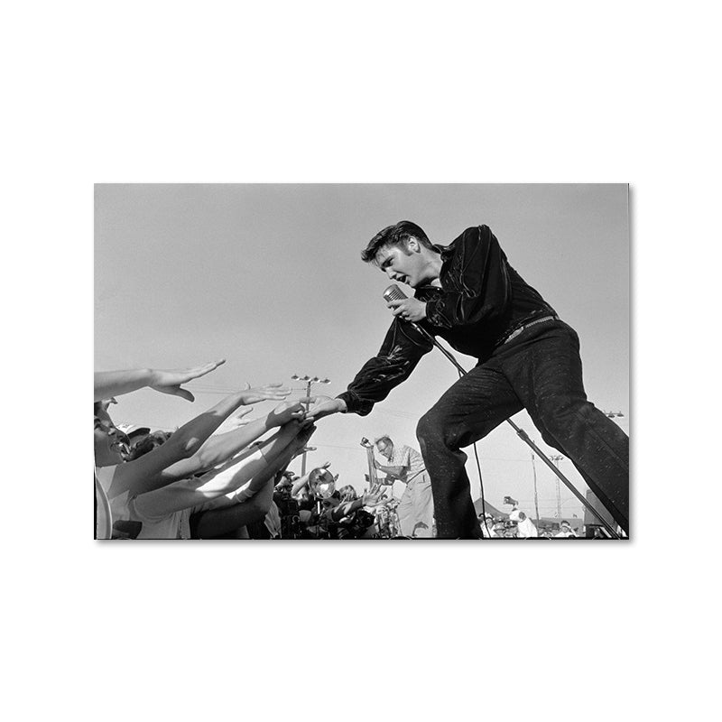 Photographic Elvis Presley Wall Art in Black and White Nostalgic Canvas Print for Home - Clearhalo - 'Arts' - 'Canvas Art' - 1654172