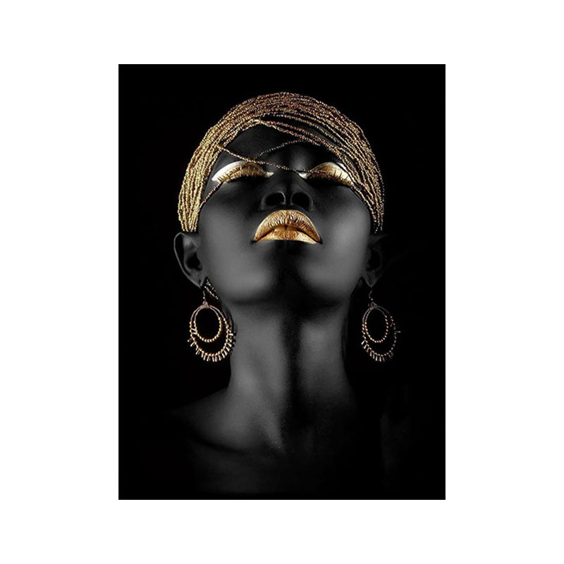 Gold Glam Canvas Wall Art Photographs Woman Face Paints Wall Decor for Living Room Clearhalo 'Arts' 'Canvas Art' 1654183