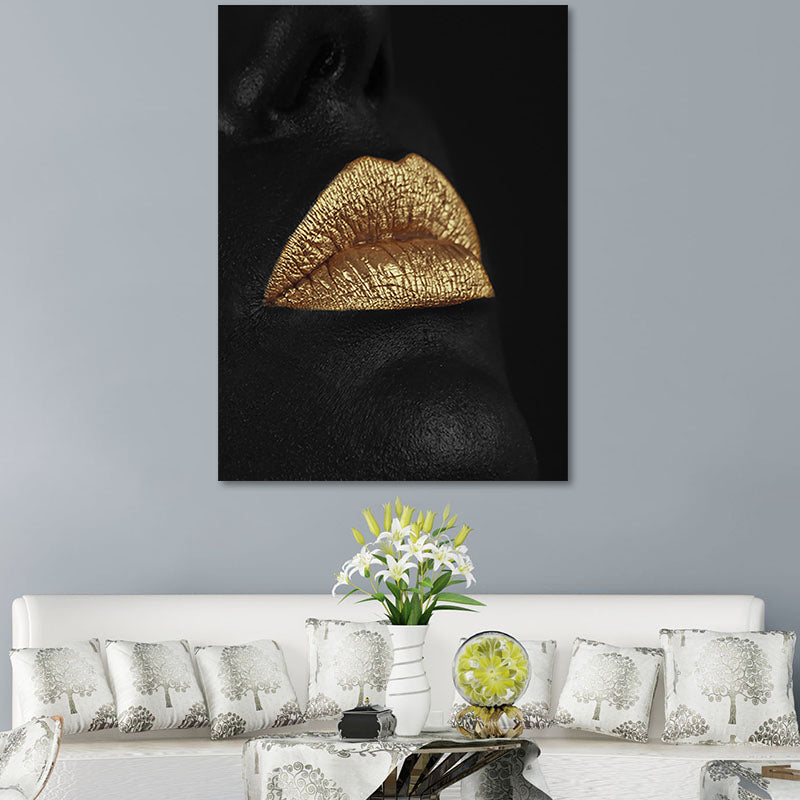 Goldene glamonische Leinwand Wandkunstfotografien Frau Gesicht malt Wanddekor für Wohnzimmer
