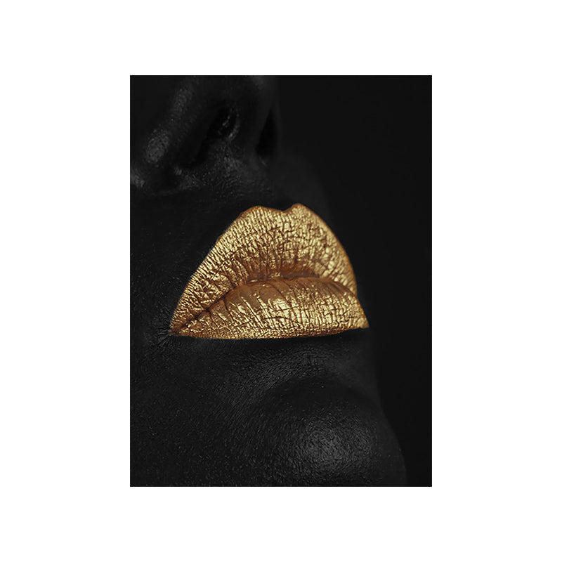 Gold Glam Canvas Wall Art Photographs Woman Face Paints Wall Decor for Living Room Clearhalo 'Arts' 'Canvas Art' 1654190