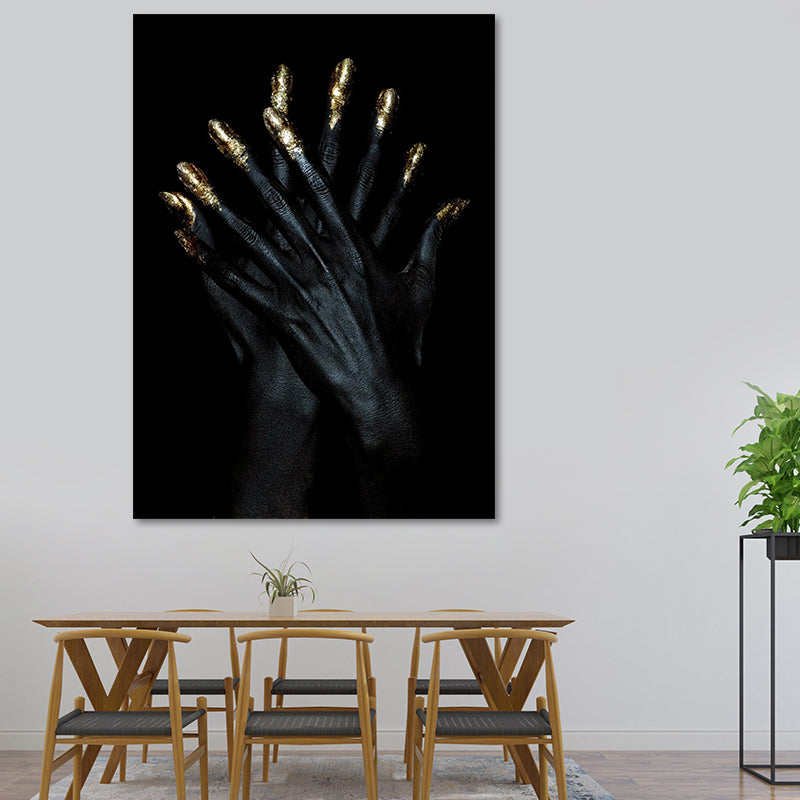 Gold Glam Canvas Wall Art Photographs Woman Face Paints Wall Decor for Living Room Clearhalo 'Arts' 'Canvas Art' 1654192