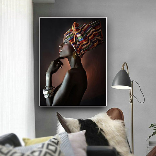Black Tribal Woman Canvas Print Textured Surface Wall Art for House Interior Clearhalo 'Art Gallery' 'Canvas Art' 'Contemporary Art Gallery' 'Modern' Arts' 1654196