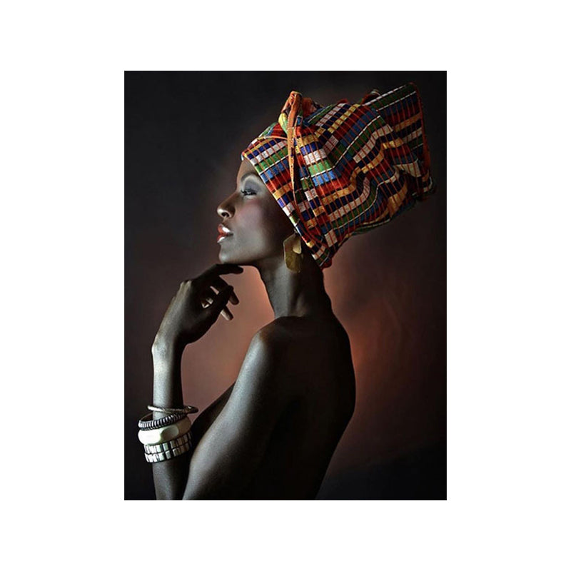 Black Tribal Woman Canvas Print Textured Surface Wall Art for House Interior Clearhalo 'Art Gallery' 'Canvas Art' 'Contemporary Art Gallery' 'Modern' Arts' 1654198