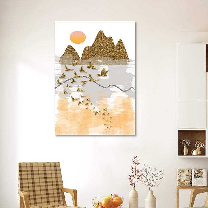 Asian Mountain Landscape Canvas Art Purple Textured Wall Decor for House Interior Clearhalo 'Arts' 'Canvas Art' 1654210