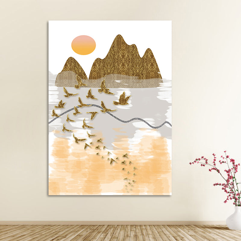 Asian Mountain Landscape Canvas Art Purple Textured Wall Decor for House Interior Clearhalo 'Arts' 'Canvas Art' 1654211