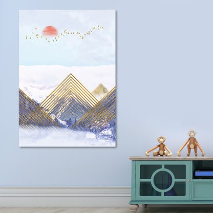 Asian Mountain Landscape Canvas Art Purple Textured Wall Decor for House Interior Blue Clearhalo 'Arts' 'Canvas Art' 1654213