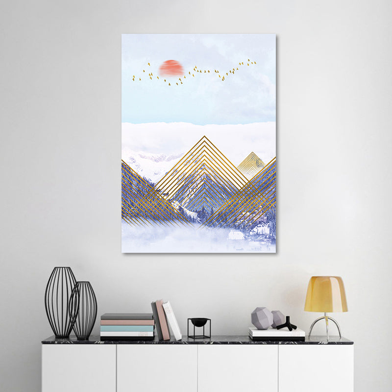 Asian Mountain Landscape Canvas Art Purple Textured Wall Decor for House Interior Clearhalo 'Arts' 'Canvas Art' 1654214