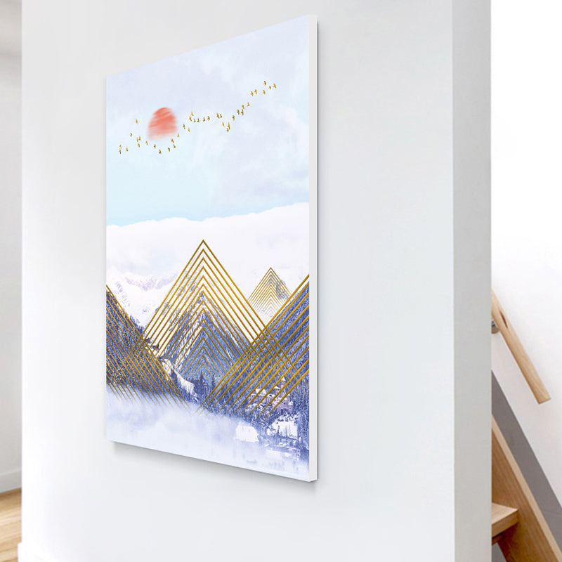 Asian Mountain Landscape Canvas Art Purple Textured Wall Decor for House Interior Clearhalo 'Arts' 'Canvas Art' 1654215