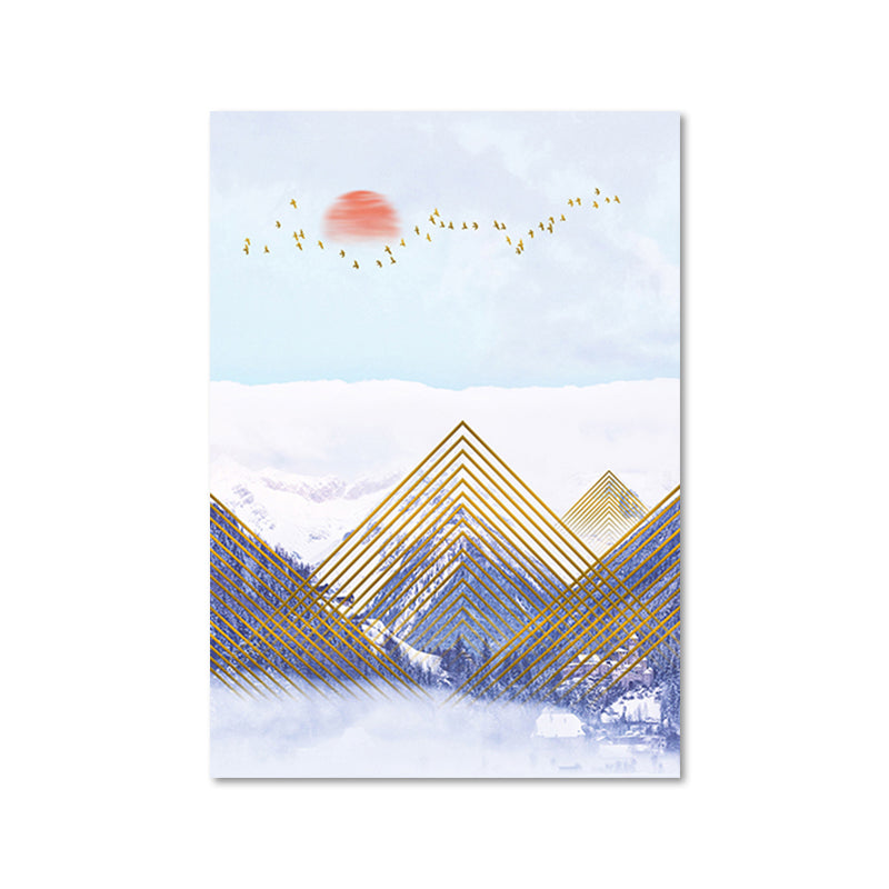 Asian Mountain Landscape Canvas Art Purple Textured Wall Decor for House Interior Clearhalo 'Arts' 'Canvas Art' 1654216