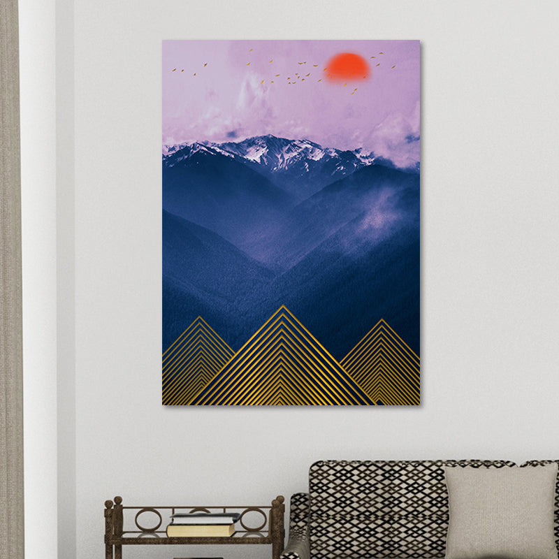 Asian Mountain Landscape Canvas Art Purple Textured Wall Decor for House Interior Clearhalo 'Arts' 'Canvas Art' 1654219