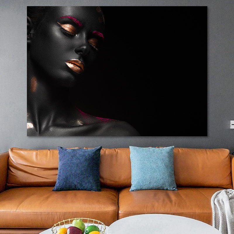 Glam Fashion Model Wall Art Black-Red Textured Canvas Print for Girls Bedroom Clearhalo 'Arts' 'Canvas Art' 1654223