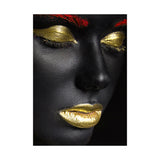 Beautiful African Female Model Canvas Living Room Fashion Wall Art in Black, Texture