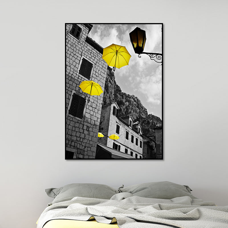 Photo Architecture Wall Art Vintage Textured House Interior Canvas Print in Yellow and Grey Clearhalo 'Art Gallery' 'Canvas Art' 'Contemporary Art Gallery' 'Modern' Arts' 1654282