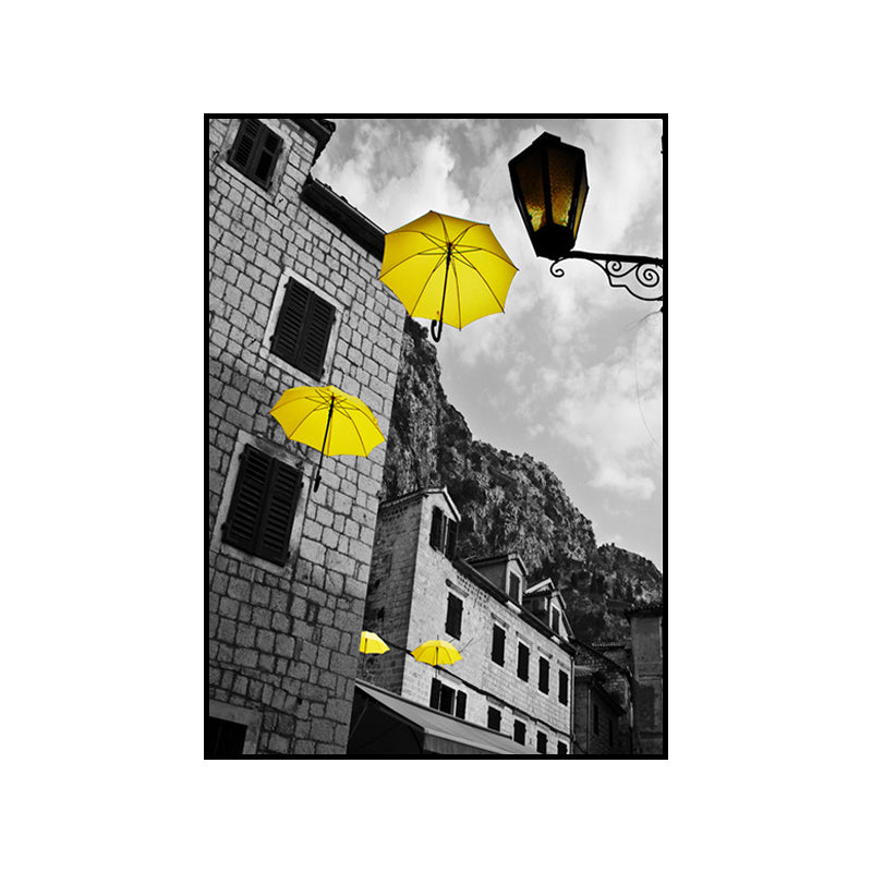 Photo Architecture Wall Art Vintage Textured House Interior Canvas Print in Yellow and Grey Clearhalo 'Art Gallery' 'Canvas Art' 'Contemporary Art Gallery' 'Modern' Arts' 1654284