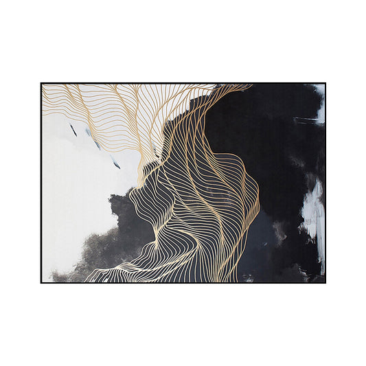 Nordic Abstract Mountain Wall Art Black Textured Surface Canvas Print for Bedroom Clearhalo 'Arts' 'Canvas Art' 1654295