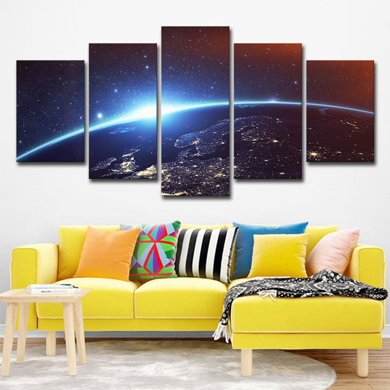 Outer Space Wall Decor in Blue Children's Art Painting for Playroom, Multiple Sizes Clearhalo 'Art Gallery' 'Canvas Art' 'Kids' Arts' 1654300