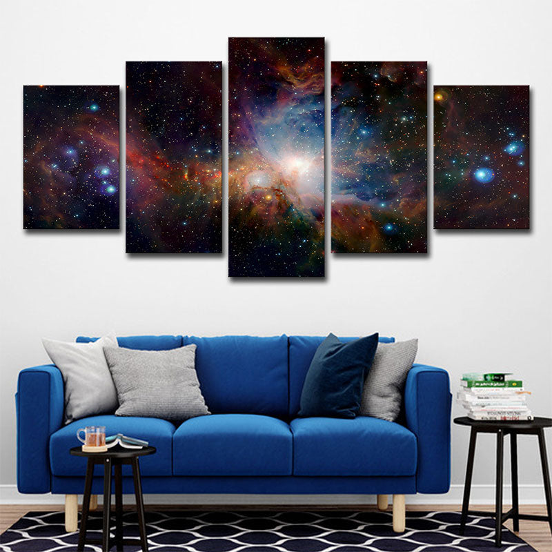 Children's Art Constellation View Canvas in Dark Textured Wall Art Decor for Bedroom Black Clearhalo 'Art Gallery' 'Canvas Art' 'Kids' Arts' 1654306