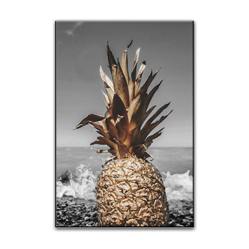 Still Life Pineapple Wall Decor Nordic Canvas Wall Art Print in Brown and Grey for Bedroom Clearhalo 'Arts' 'Canvas Art' 1654316