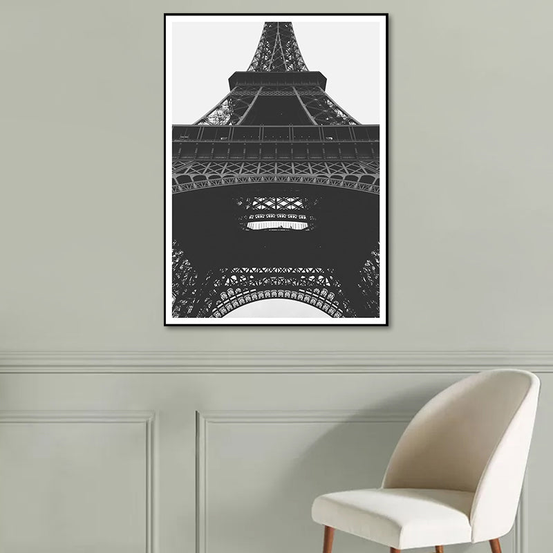 Eiffel Tower Wall Art Print Black and White Global Inspired Canvas for House Interior Clearhalo 'Arts' 'Canvas Art' 1654368