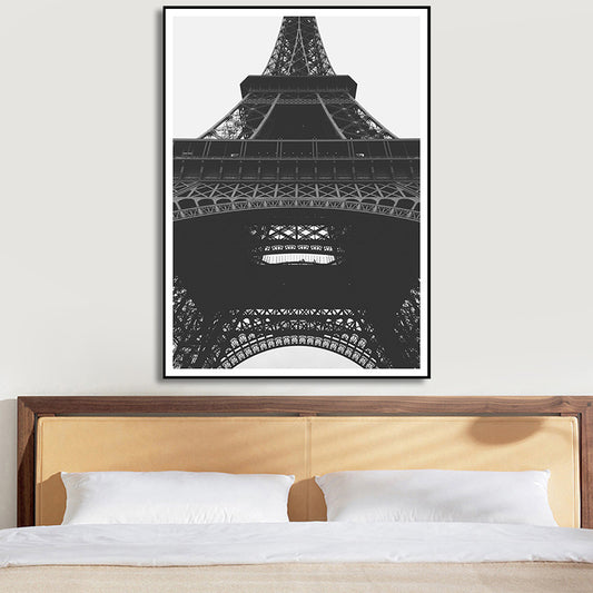 Eiffel Tower Wall Art Print Black and White Global Inspired Canvas for House Interior Clearhalo 'Arts' 'Canvas Art' 1654369