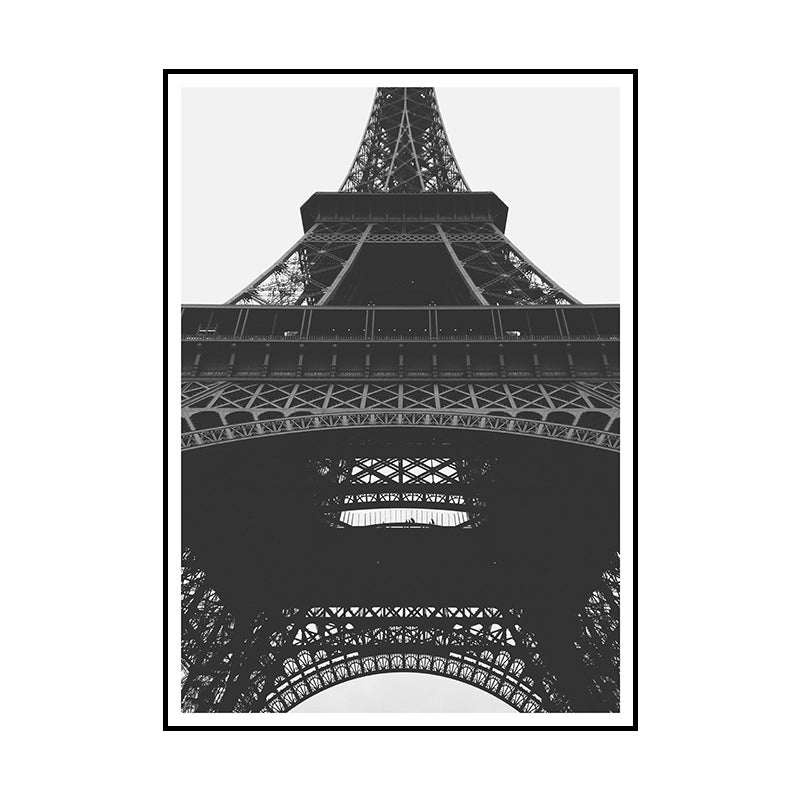 Eiffel Tower Wall Art Print Black and White Global Inspired Canvas for House Interior Clearhalo 'Arts' 'Canvas Art' 1654370