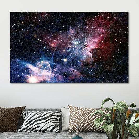 Mysterious Starry Night Asterism Canvas for Guest Room Outer Space Wall Art Print Black Clearhalo 'Art Gallery' 'Canvas Art' 'Kids' Arts' 1654396