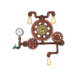 Copper Finish Gear Design Wall Lighting with Faucet Vintage Metallic 3 Lights Restaurant Sconce Lighting Clearhalo 'Art deco wall lights' 'Cast Iron' 'Glass' 'Industrial wall lights' 'Industrial' 'Middle century wall lights' 'Modern' 'Rustic wall lights' 'Tiffany' 'Traditional wall lights' 'Wall Lamps & Sconces' 'Wall Lights' Lighting' 165439