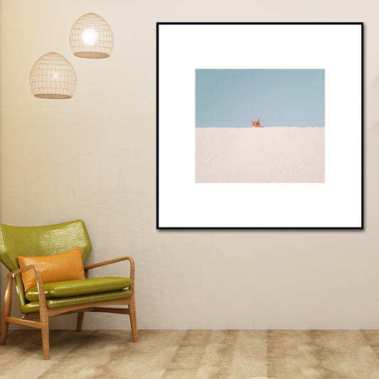 Canvas Textured Wall Decor Scandinavian Illustration Scenery Art Print in Soft Color Pink