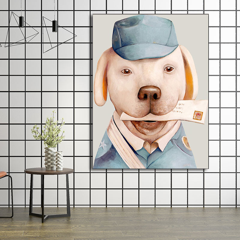 Kids Animal in Suit Canvas Wall Art Colorful Decorative Painting for Children Room Clearhalo 'Art Gallery' 'Canvas Art' 'Kids' Arts' 1654455