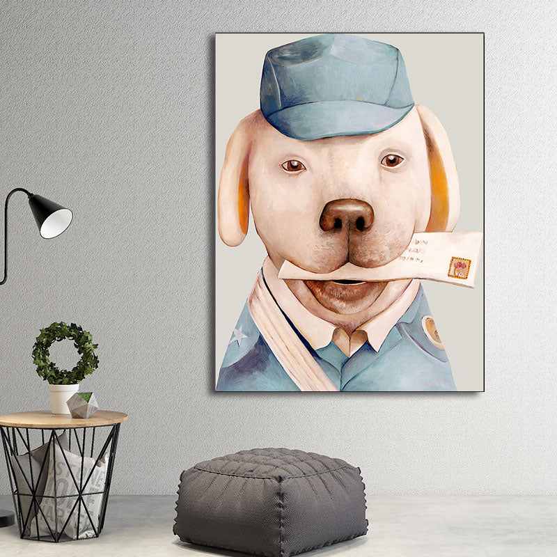 Kids Animal in Suit Canvas Wall Art Colorful Decorative Painting for Children Room Clearhalo 'Art Gallery' 'Canvas Art' 'Kids' Arts' 1654456